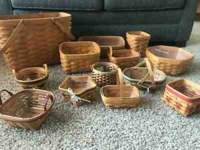 Longaberger Basket Lot, including Tree Trimming and Magazine Basket and Desk Set