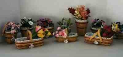 Longaberger Collectors Club Mini May Series Baskets - Lot of 11 Liner & Flowers