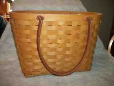 A430 Longaberger Large Boardwalk Basket Tote Liner & Protector Leather Handles