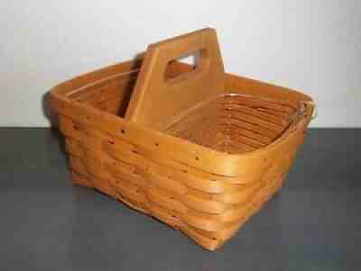 Longaberger SMALL 2014 Handy Helper WARM BROWN Basket & 2 Protectors