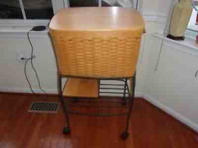 LONGABERGER WROUGHT IRON HOSTESS FILE STAND WITH FILE BASKET WITH LID AND SHELF