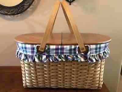 Longaberger 2003 XL Oval Picnic Basket Liner Lid Protector EUC