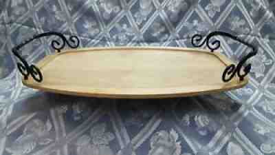 Longaberger Wrought Iron Serve Slice Woodcraft Butcher Block Tray NEW in Box