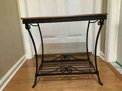 Longaberger Wrought Iron Library Table w/ Shelf - Rich Brown