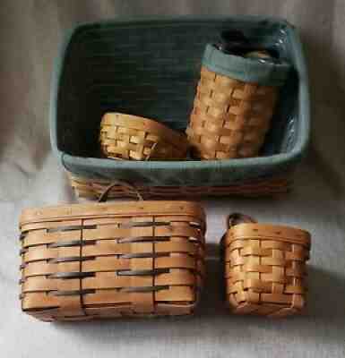 Lot of 5 Longaberger Baskets with Liners Bread, Market, Silverware or Plants