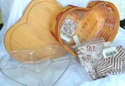 Longaberger 1999 Sweetheart LOVE TREASURES + 2 LINERS + PRO + Engraved WOOD LID