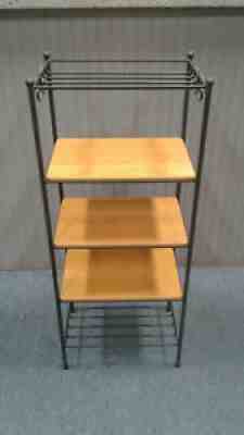 Longaberger Iron 5 Tier Book Shelf Basket Stand 3 Wood Shelves Small Bakers Rack