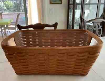 LONGABERGER 1991 l Laundry Basket Signed includes Protector Warm Brown Brand New