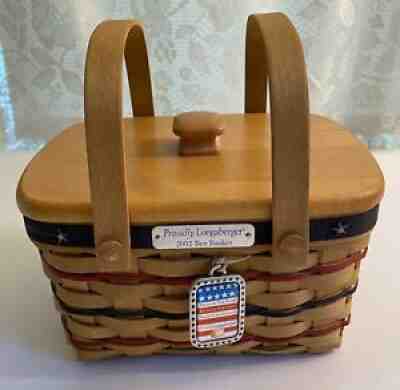 2002 Bee Basket Drawstring Liner Usa Longaberger Old Glory Flag Little Market 
