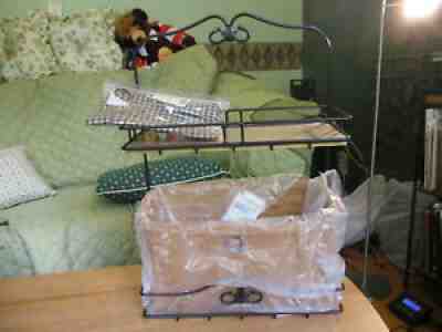 Longaberger S&S TALL FILE w Protector Check Liner & Wrought Iron Stand w SHELF