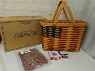 Longaberger Collectors Club 25th Anniversary Flag Magazine Basket Combo 1998