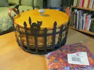 Longaberger Trick Treat Halloween Wrought Iron w DARNING Basket Lid 2 Prot Liner