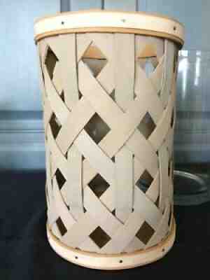 Longaberger Basket Washed Linen Trellis Hurricane with Glass