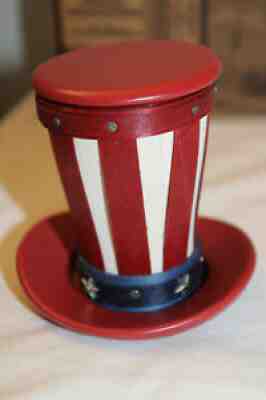 LONGABERGER MINIATURE UNCLE SAM'S HAT BASKET, 2013, COLLECTORS CLUB, MINI, BOX