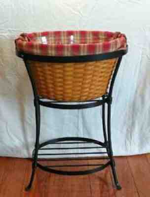 *AS-IS Longaberger Beverage Tub store Basket & Wrought Iron Drink Stand Combo Wood Lid