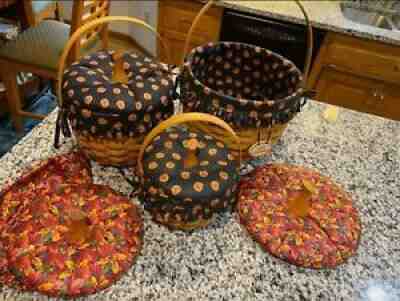 Longaberger 1997 Large Halloween Pumpkin Basket Combo Basket lid. 3 baskets