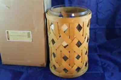 Longaberger WB Lattice Weave Large Hurricane Trellis Basket w/Glass Insert