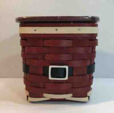 Longaberger Christmas Santa's Belly Tall Tissue Basket with Lid RARE New No Box