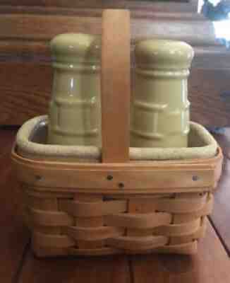 longaberger butternut salt & pepper shakers with basket & protectors