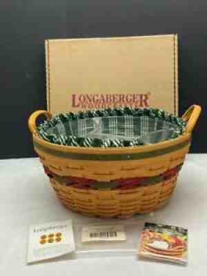 Longaberger PINECONE BASKET w/New Lid 2 Protectors Liner Wrought Iron Snowman