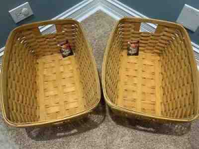 Longaberger Set Of 2 1998 Extra Large Laundry Baskets w/Prot, Liners, SHIPS FREE