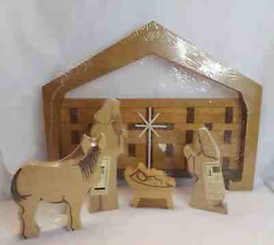 LONGABERGER Christmas NATIVITY Set Maple Woodcrafts RETIRED NWT 6 PC 2002