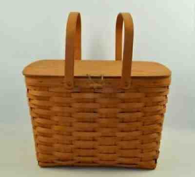 1992 Longaberger Large Picnic Basket w/ Protector & Riser 16.5" x 13.5" #300HO