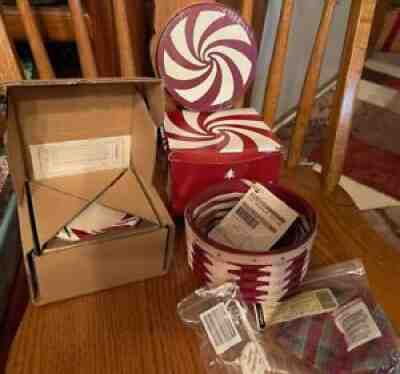 Longaberger 2009 Tree Trimming Red Peppermint Twist Basket Combo New In Box with