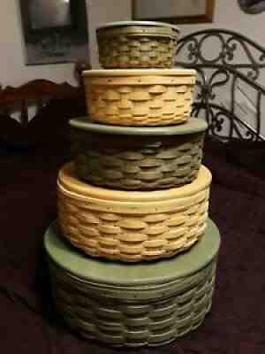 Longaberger 5 round keeping baskets complete set