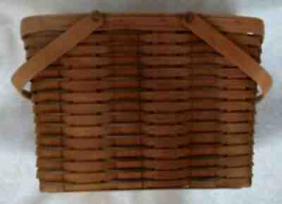 Rare Longaberger 1990 Heartland Getaway Basket w/Prot steele green accent weaves