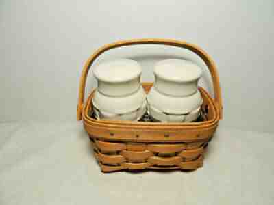 LONGABERGER 2004 Salt Pepper Hostess Bonus Basket w 2 Protectors and Shakers EUC