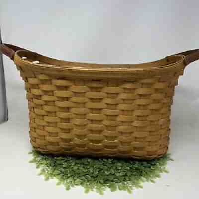 Longaberger Library Tote Basket Plastic Protector Storage Leather Handles