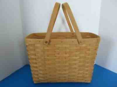 Longaberger 2003 Magazine Newspaper Classic Basket Custom Lid 2 shops Handles #12106