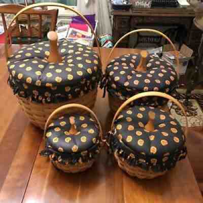 LONGABERGER SET OF 4: PUMPKIN BASKET COMBO- COMPLETE