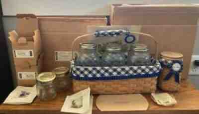 Longaberger Blue Ribbon Canning Pride basket + protector, liner, jars, HUGE LOT