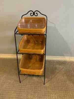 Longaberger Wrought Iron Basket Bin Organizer 3 Tier Floor StandÂ 