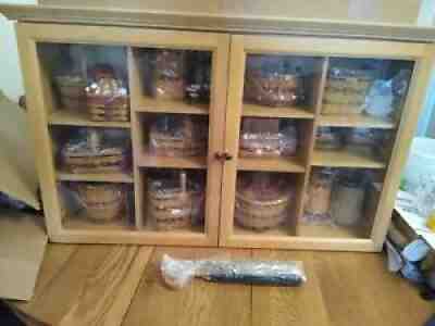J.W. COLLECTION LONGABERGER DISPLAY CABINET WITH ALL 12 MINI BASKETS & POTTERY