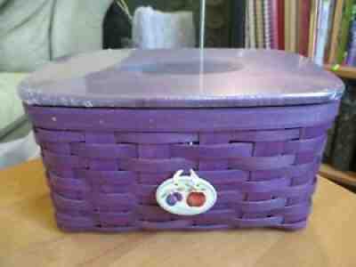 Longaberger RARE - FAMILY TISSUE PURPLE Basket w Matching Lid & Tissue Tie On