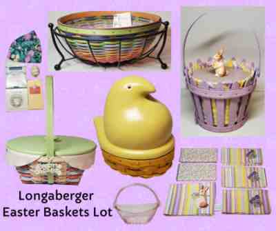 LONGABERGER Lot-EASTER Baskets Yellow PEEP Lilac Picket Fence BUFFET Bowl & More