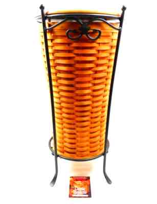 Vintage Longaberger Umbrella Basket w/ Wrought Iron Stand, Protector & Shelf