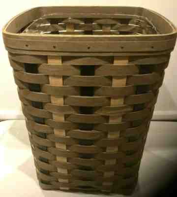 Longaberger Small Waste Basket w/Custom Liner Insert & Crimson