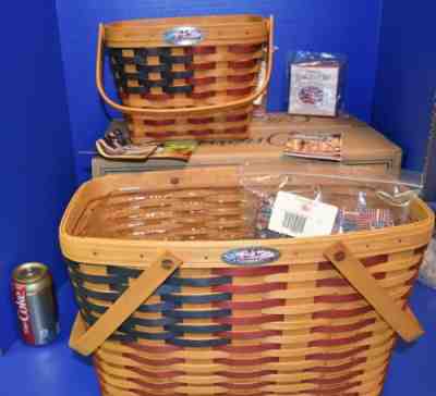 2 Longaberger Collectors Club 25th Anniversary Flag Basket 1998 Magazine Combos