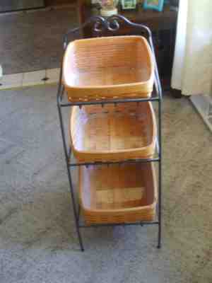 Longaberger Wrought Iron Basket Bin Organizer 3 Tier Floor StandÂ 