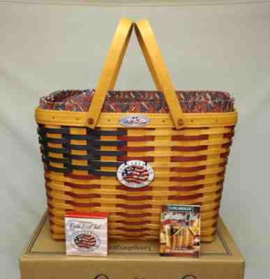 Longaberger 1998 Collectors Club 25th Anniversary Flag Basket Combo NIB