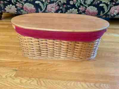 Longaberger Basket large workload with lid, liner, protector 2003 24