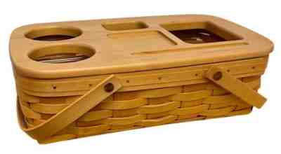 Longaberger Small Gathering Basket, Road Trip Lid, Divided Protector