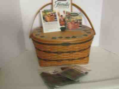 Longaberger 1995 FAMILY TRADITIONS Basket Combo + Hand Painted Lid 3 Signatures