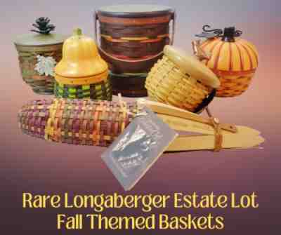 RARE Estate Lot Of LONGABERGER Baskets-FALL Acorn PUMPKIN Gourd CORN Firkin 6PCS