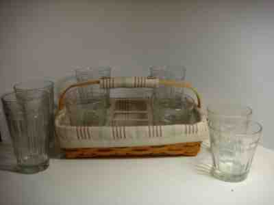 Longaberger 2002 Back Porch Basket Set with Liner, Protector, 8 glasses