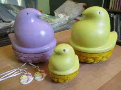 Longaberger Set of 3 PEEPS Collectors Club MINI YELLOW & LARGE YELLOW & LAVENDER